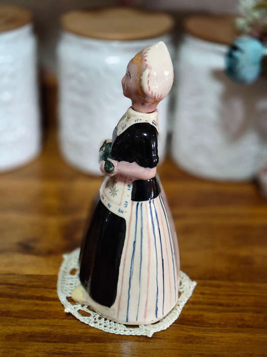 Dutch Vintage Decanter Bottle Figurine  Zenith Pottery Dutch Woman Gouda Style