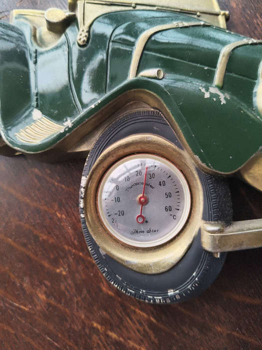 Vintage Metal Jaguar SS100 Wall Thermometer  Tulip Brands / Elweco