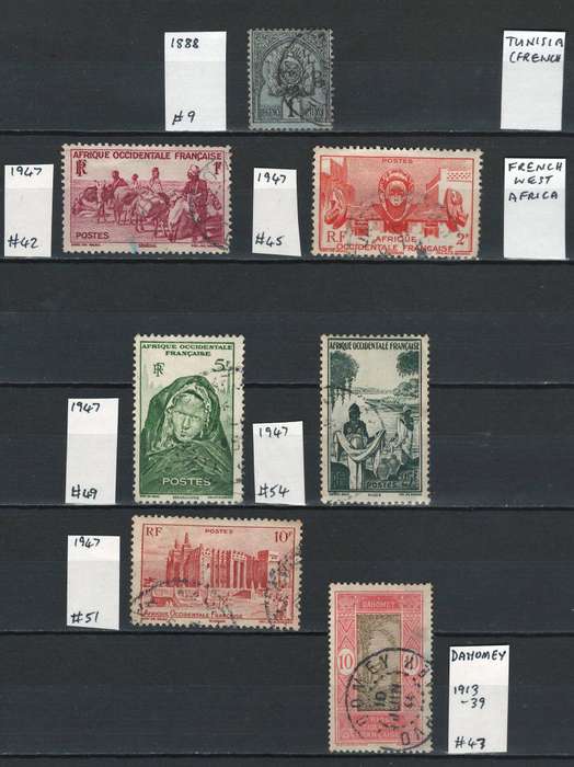 France (Tunisia, West Africa, Dahomey) (see scan for Scott #)