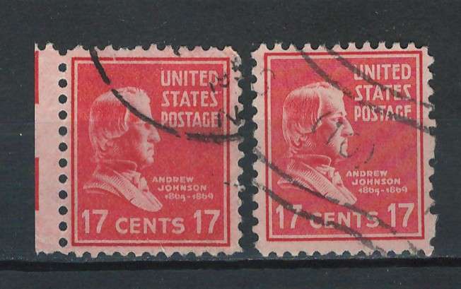 USA 1938 Pres. Iss. Scott #822 17c (Rose Red & Deep Rose Red). Price R2