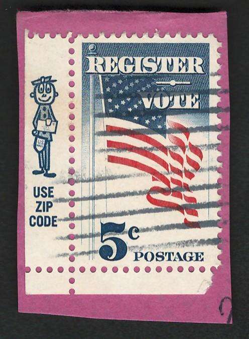 USA 1964 Register and Vote Campaign: Flag (Slogan in margin). Scott #1249