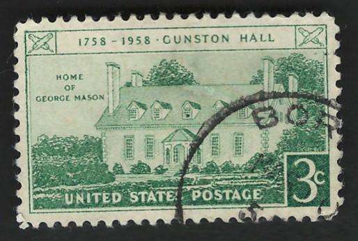 USA 1958 Gunston Hall, Virginia. Scott #1108