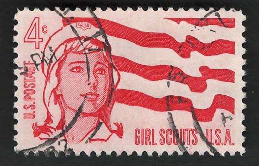 USA 1962 Girl Scouts: Senior Girl Scout and Flag. Scott #1199