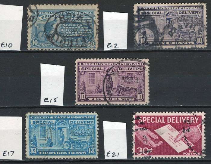 USA Spec Del 1916-1957 (Scott #E10, #E12, #E15, #E17, #E21)