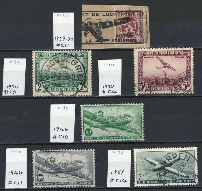 Belgium Air Post 1923 - 1951 Scott #C3 - #C14 (see scan for Scott #)