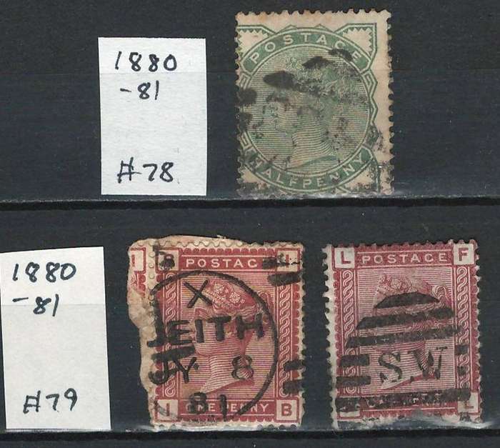 England 1880-81 Scott #78 1/2p & 1p (2x)