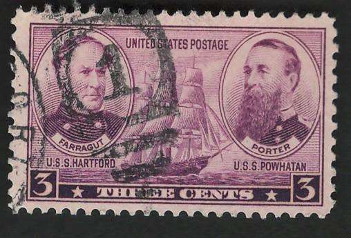 USA NAVY Issue 1936/37 Scott #792 Adm Farragut & Porter 3c
