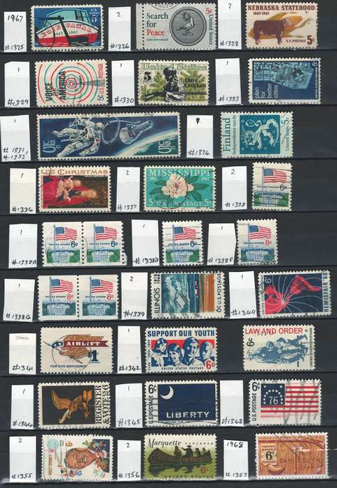 USA General Issues 1967 - 68 (Scott #1325 - #1357)
