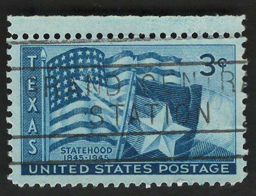 USA 1945 Texas Statehood: USA and Texas State Flags. Scott #938.