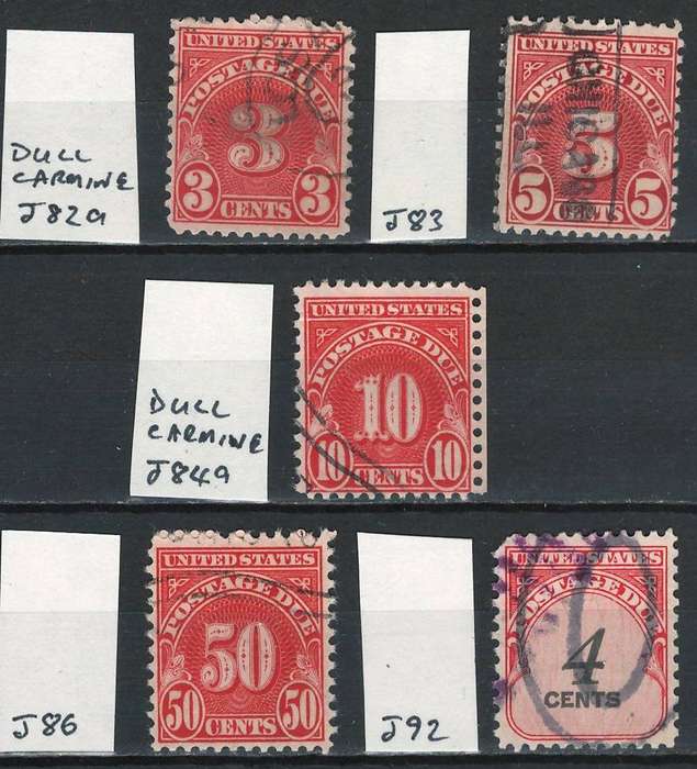 USA 1931-1959 Post Due (Scott #J82a, J83, J84a, J86, J92)
