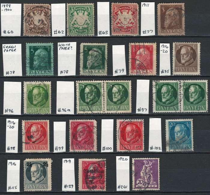 Bavaria 1888 - 1920 Scott #60 - #241 (see scans for Scott #)