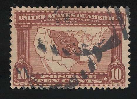 USA-Scott 1904 Louis. Purch: Map #327 10c Red Brown