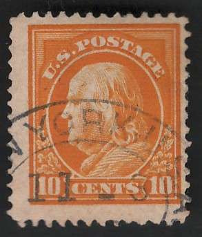 USA-Scott 1912/14  #416 10c Orange Yellow. Price R8 (cv R15)