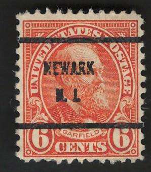 USA Scott 1926/34 (P11x10½) #638 6c (Newark pre-cancel)