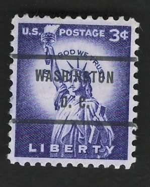 USA 1954-68 Liberty Issue: Statue of Liberty. Scott #1035 (Washington pre-cancel)