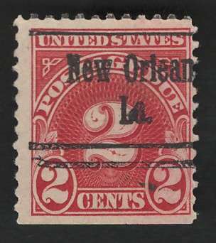 USA Scott 1931 Post Due (#J81) P11x10½  (New Orleans pre-cancel) 2c Scarlet