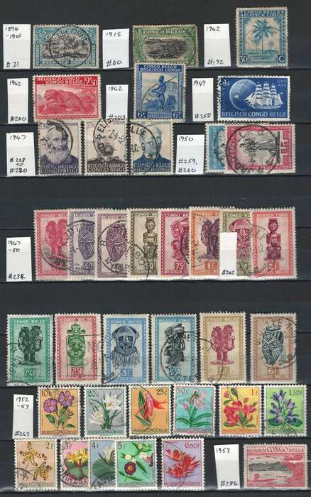 Belgium Congo 1894 - 1953 Scott #21 - #286 (see scan for Scott #)