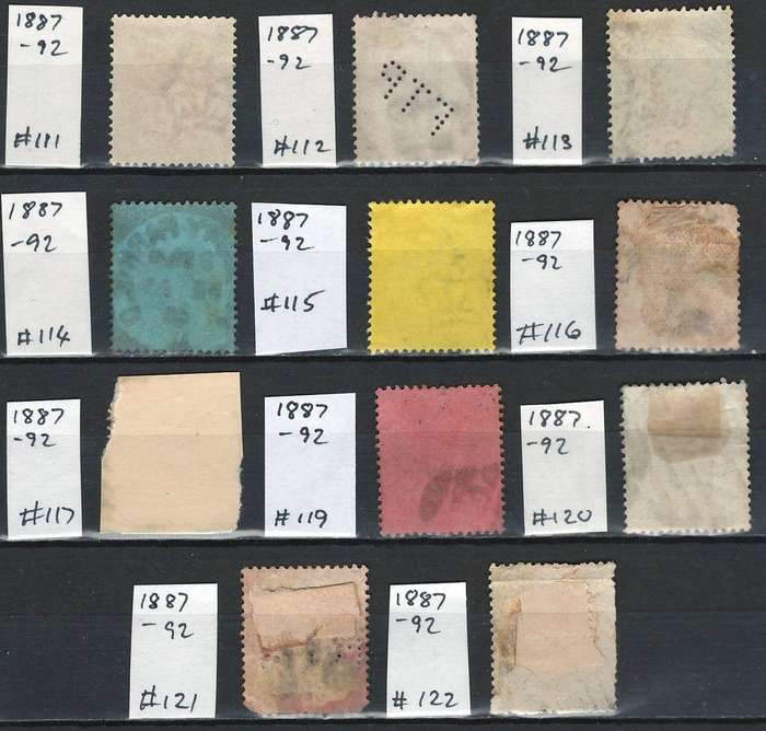 England 1887-92 Scott #111 ½p , 112, 113, 114, 115,116, 117, 119, 120, 121, 122 1sh