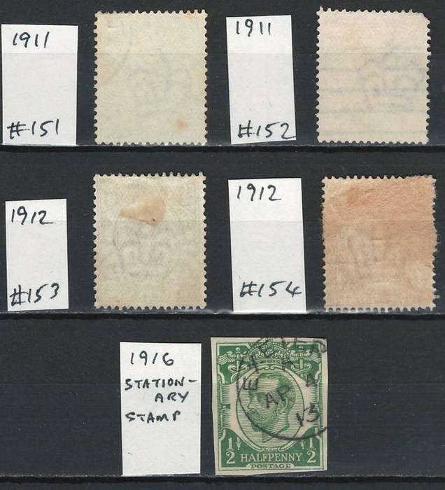 England 1911 Scott #151, 152 & 1912 #153, 154