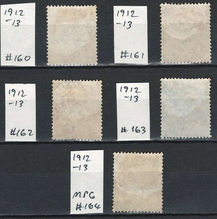 England 1912-13 Scott #160 1p to 164 3p (MPG)