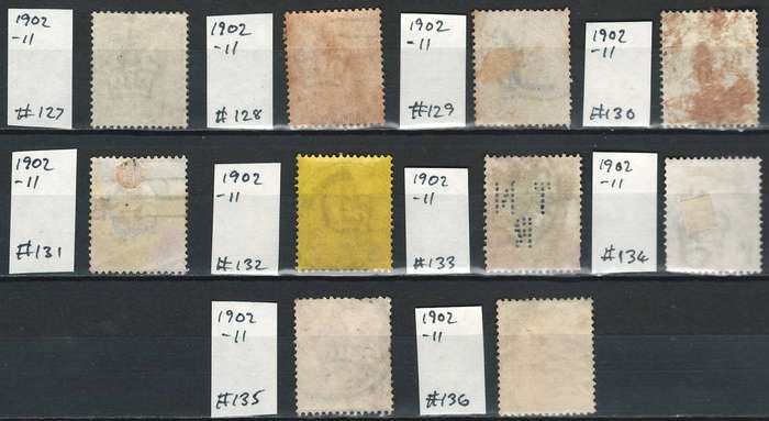 England 1902-11 Scott #127 ½p to #136 9p