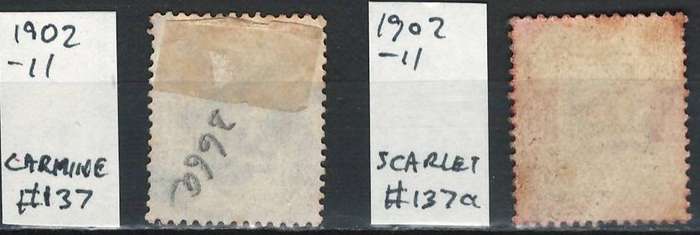 England 1902-11 Scott #137 10p Carmine and Dull purple & #137a Scarlet and Dull purple