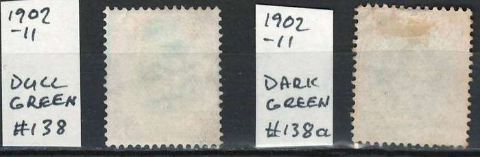 England 1902-11 Scott #138 1sh Carmine and Dull green & #138a Scarlet and Dark green