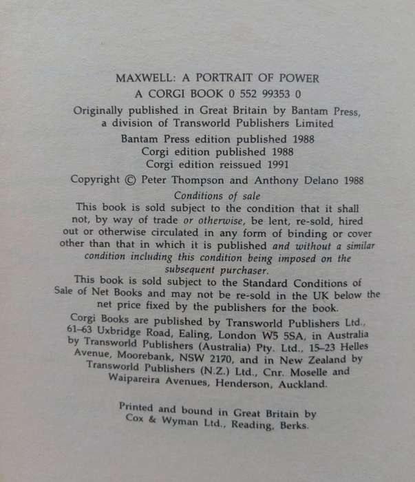 Maxwell - Portrait of Power by Peter Thompson and Anthony Delano
