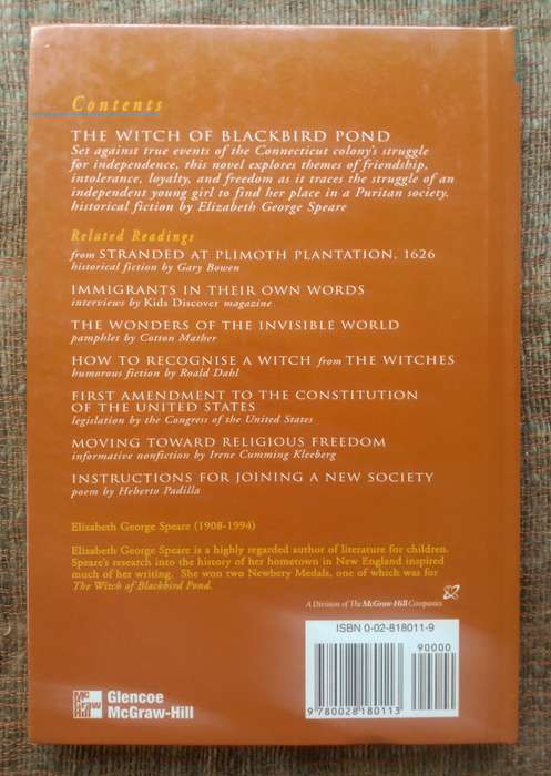 The Witch of Blackbird Pond with Related Readings by Elizabeth George Speare
