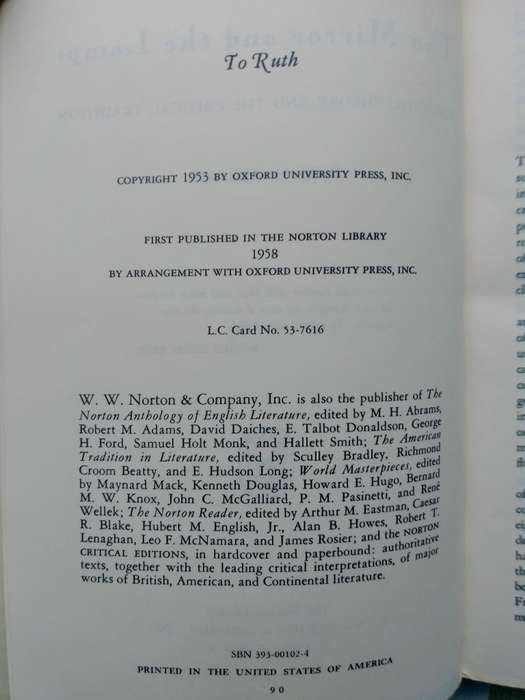 The Mirror and the Lamp - Romantic Theory and the Critical Tradition by M.H. Abrams