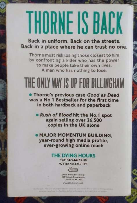 The Dying Hours by Mark Billingham (proof copy)