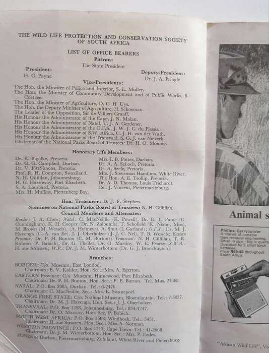 African Wild Life Magazine Volume 23 (March 1969) No 1