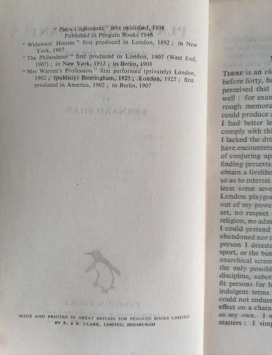 Plays Unpleasant by Bernard Shaw (PENGUIN)