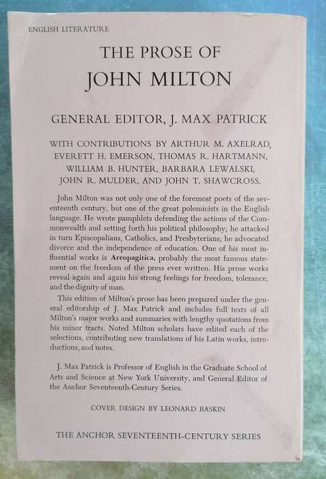 The Prose of John Milton edited by J. Max Patrick (The Anchor Seventeenth-century Series)