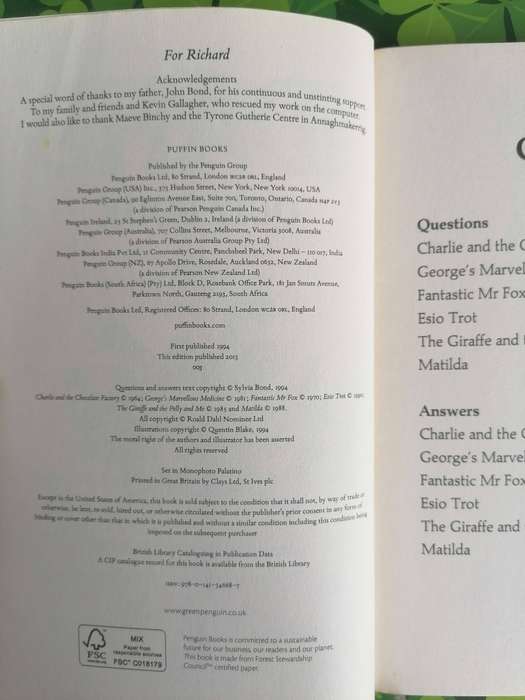 Road Dahl Quiz Book