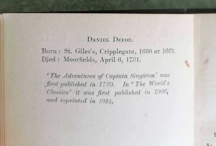 The Life Adventures and Pitacies of the Famous Captain Singleton by Daniel Defoe