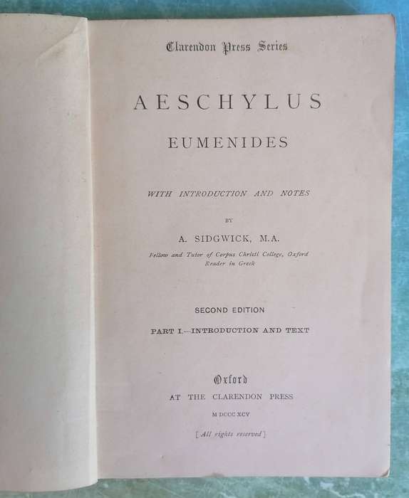 Aeschylus - Eumenides with Introduction and Notes by A. Sidgwick