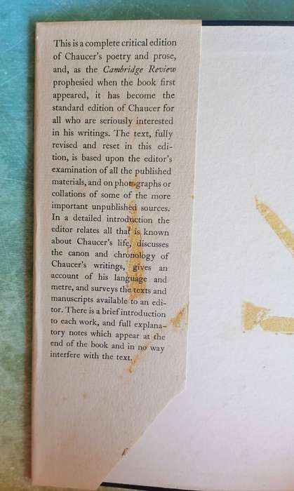 The Works of Geoffrey Chaucer Second Edition edited by F. N. Robinson