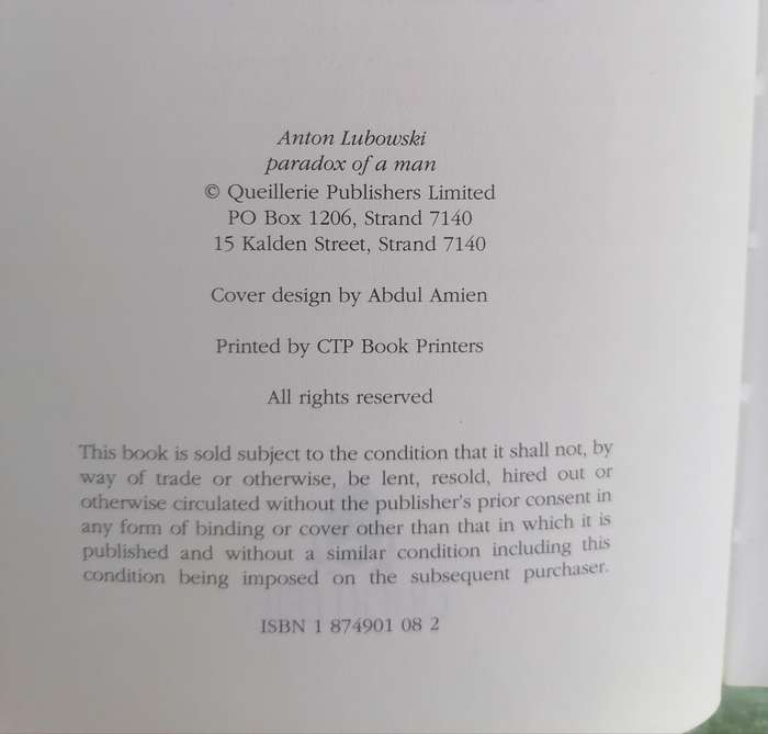 Anton Lubowski: Paradox of a Man by Molly Lubowski and Marita van der Vyver