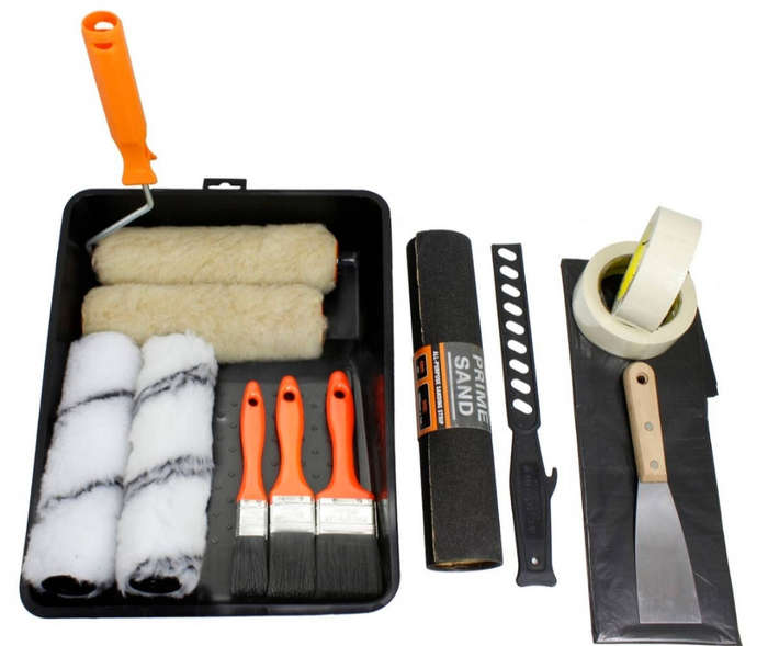 Investify Premium Paint Roller , Tray & Brush Kit For Exterior Walls & Trim (14 Pieces)
