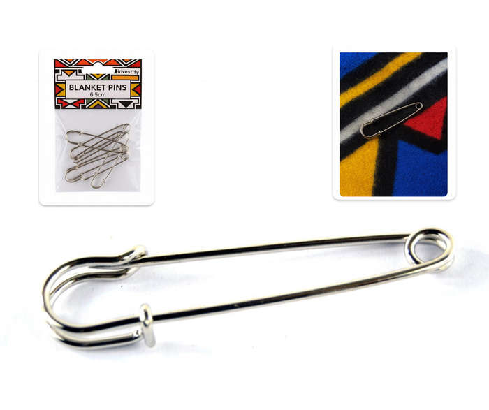Investify Traditional Shawl and Blanket 6.5 cm Safety Pin pack of 10