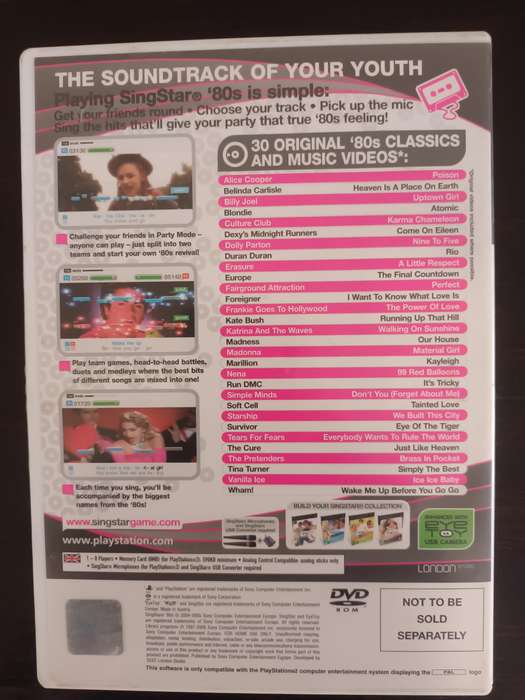 RARE/ COLLECTABLE PS2 SINGSTAR 80's, PlayStation 2 Game