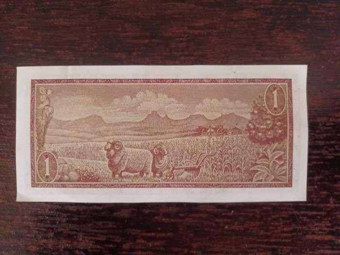 1973-1975 One Rand Circulated. South Africa 1 Rand Banknote T.W De Jongh