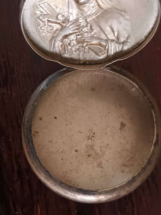 ANTIQUE ALPACCA Rosary Holder Box Depicting Tomb Of Saint Therese Of Lisieux