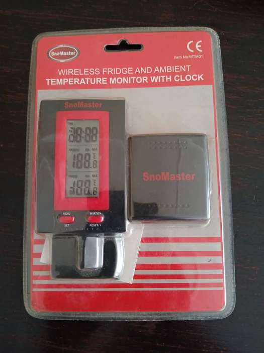 SnoMaster Wireless Fridge And Ambient Temperature Monitor With Clock