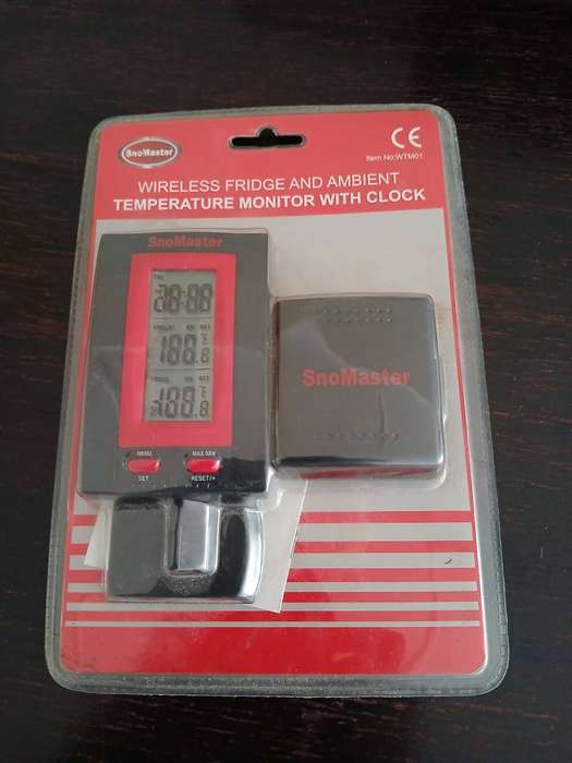 SnoMaster Wireless Fridge And Ambient Temperature Monitor With Clock