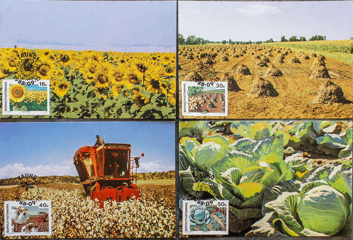 1988 Agricultural Crops Maxicards - Bophuthatswana - Set of 4 Maximum Postcards (nr. 65-68)