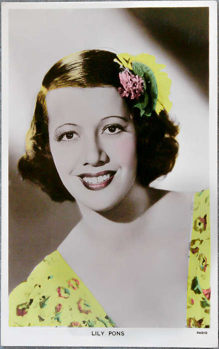 Vintage Lily Pons Handcoloured Real Photo Postcard - Colourgraph Series No. C 286 - Radio