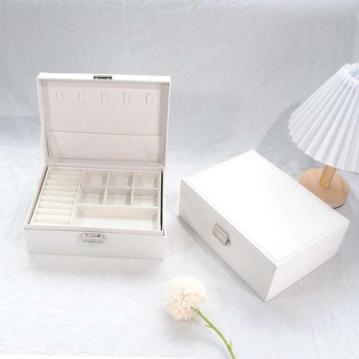 Valcla Jewelry Box Double Watch Pillow With Lock Jewelry Double Layer Jewelry Box Earrings Storag