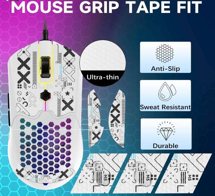 M5 RGB Wired Honeycomb Gaming Mouse 12000DPI 65g - White